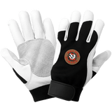 Global Glove & Safety AV3008 Hot Rod Gloves® Premium Grade Grain Goatskin Leather Palm Mechanics Style Gloves, Anti Shock Vibration Dampening Palm