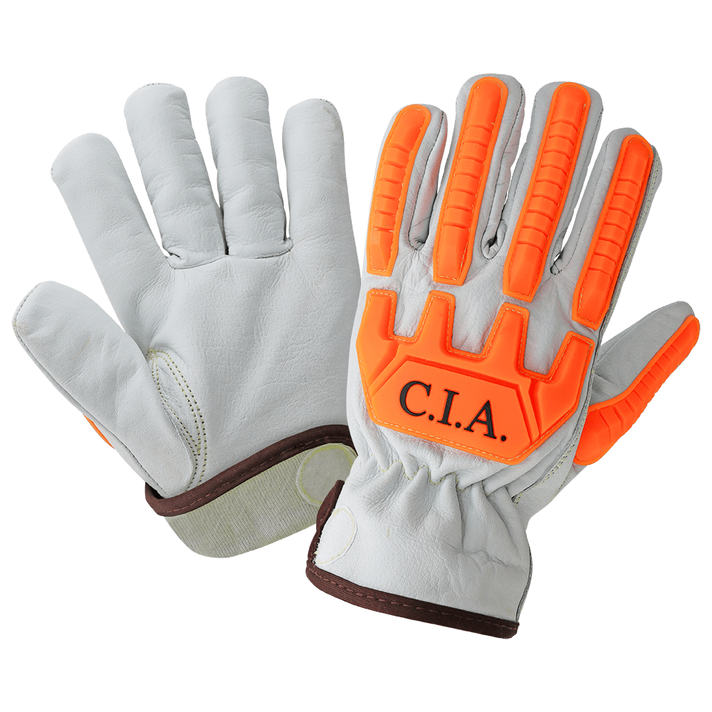 Global Glove & Safety CIA7700 High-Visibility Cut and Impact Resistant Buffalo Leather Drivers, Cut A7