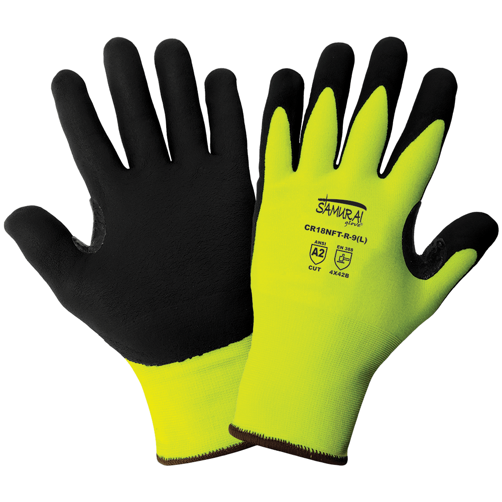 Global Glove & Safety CR18NFT-R Samurai Glove High-Visibility, Tuffalene UHMWPE, Reinforced Thumb Crotch, Cut A4