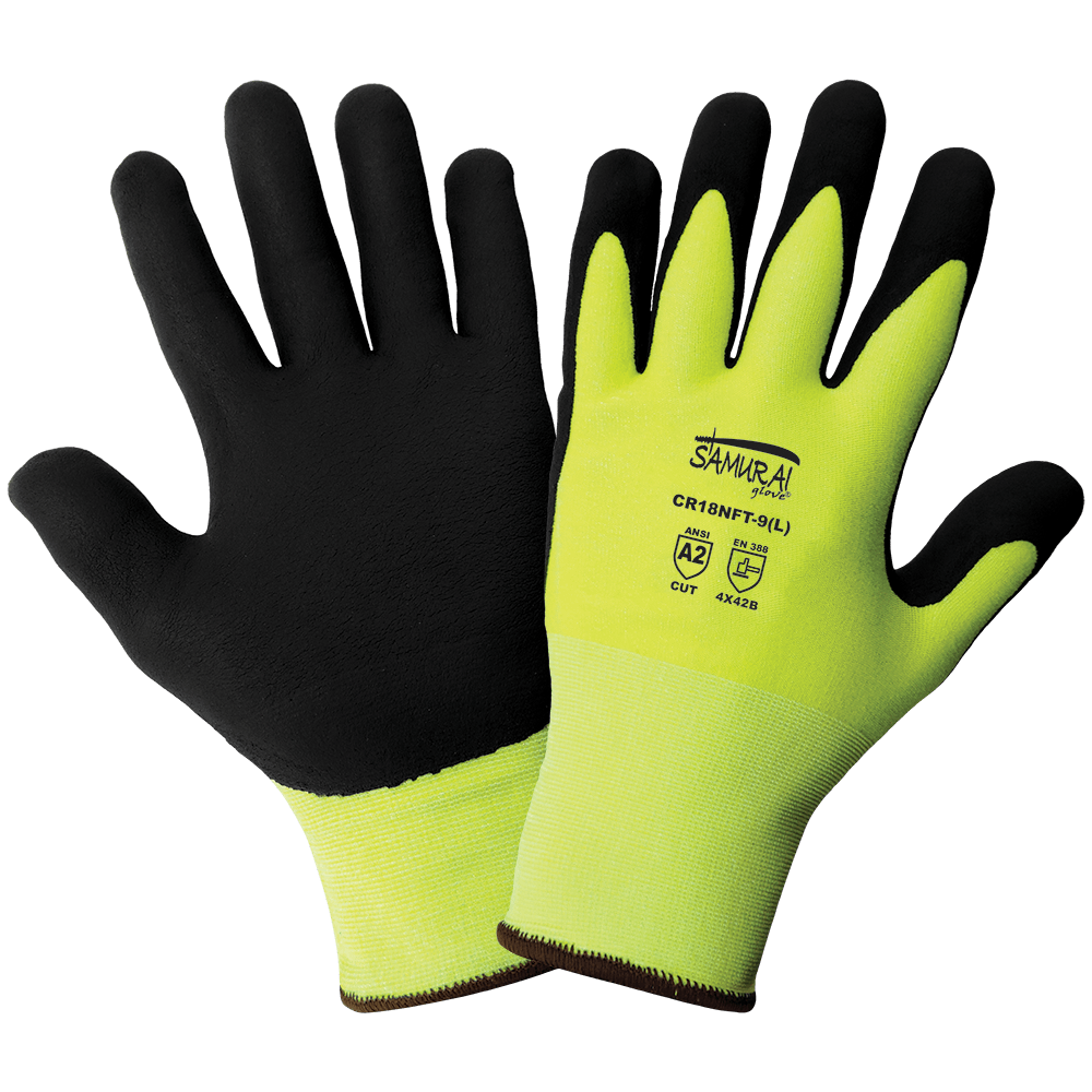 Global Glove & Safety CR18NFT Samurai Glove High Visibility Tuffalene UHMWPE Anti-Static/Electrostatic, Cut A4