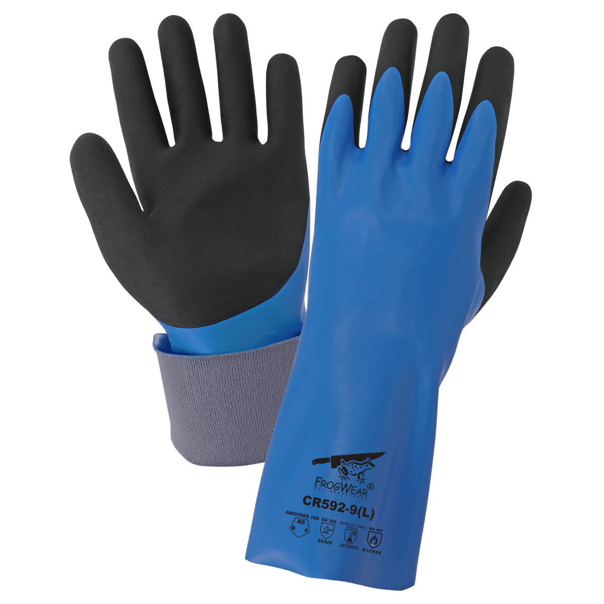 Global Glove & Safety CR592 FrogWear® Double Dipped Nitrile, Supported, Chemical Gloves, Cut A5