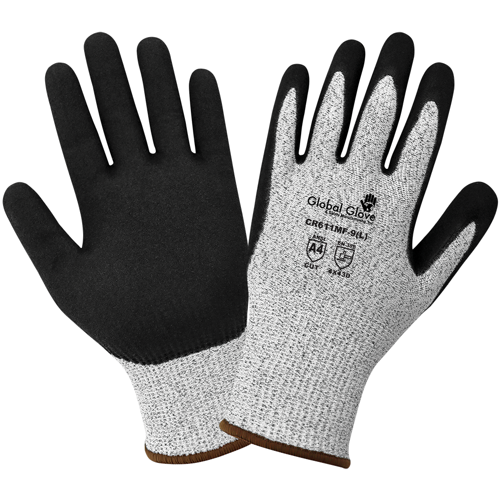 Global Glove & Safety CR611MF Cut Resistant Mach Finish Nitrile Double-Coated Gloves, Cut A4