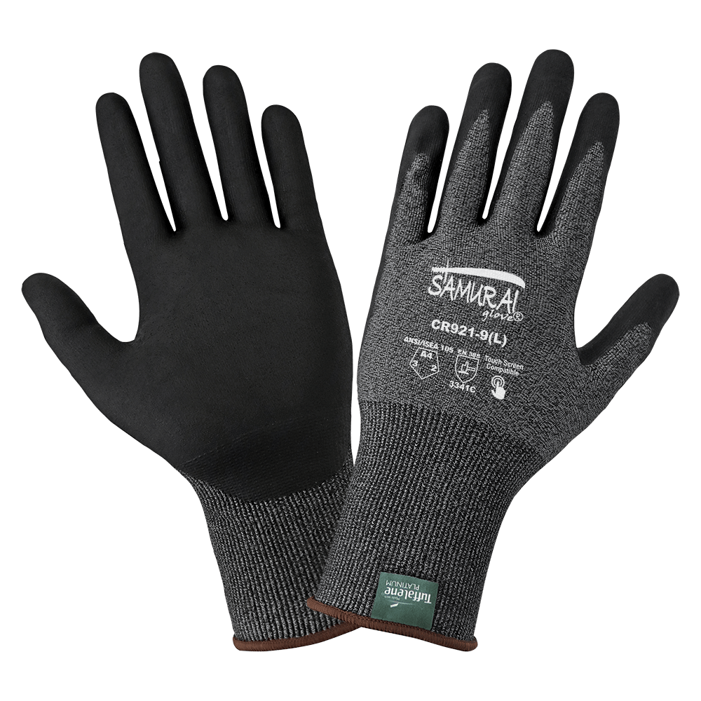 Global Glove & Safety CR921 Samurai Glove® Cut Resistant Nitrile Coated, Touch Screen, 21-Gauge Tuffalene® Platinum, Cut A4