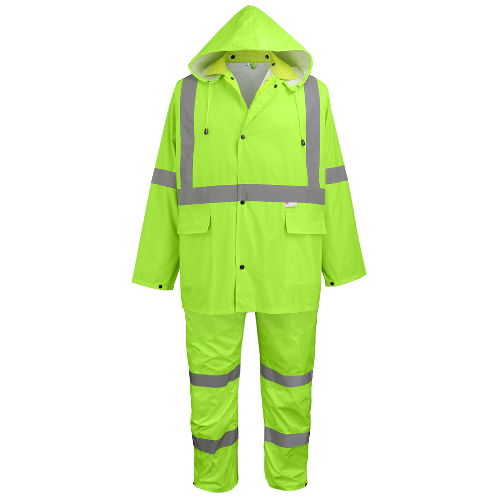 Global Glove & Safety GLO-8000 FrogWear® HV Three Piece High Visibility Rain Suit