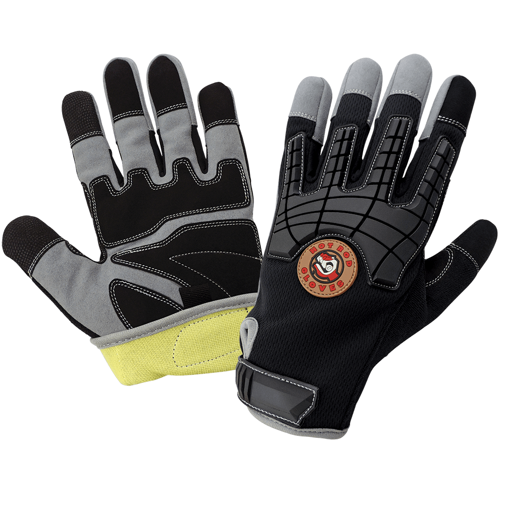 Global Glove & Safety HR8200KEV Hot Rod Gloves® Premium Synthetic Leather Palm, Mesh Back, Cut A5