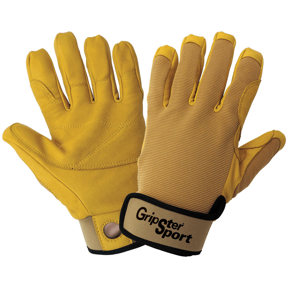 Global Glove & Safety SG5308 Gripster® Sport Ergonomic Premium Grade Grain Goatskin Leather Palm Belaying/Rappelling Climbing Gloves