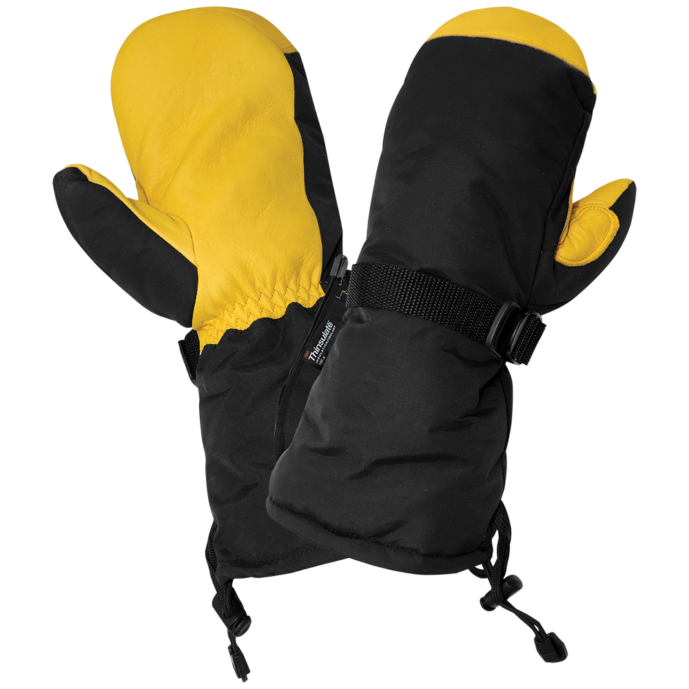 Global Glove & Safety SG7300MIT Premium Grade Grain Deerskin Leather Palm, Low Temperature, Waterproof, Insulated Chopper Mittens