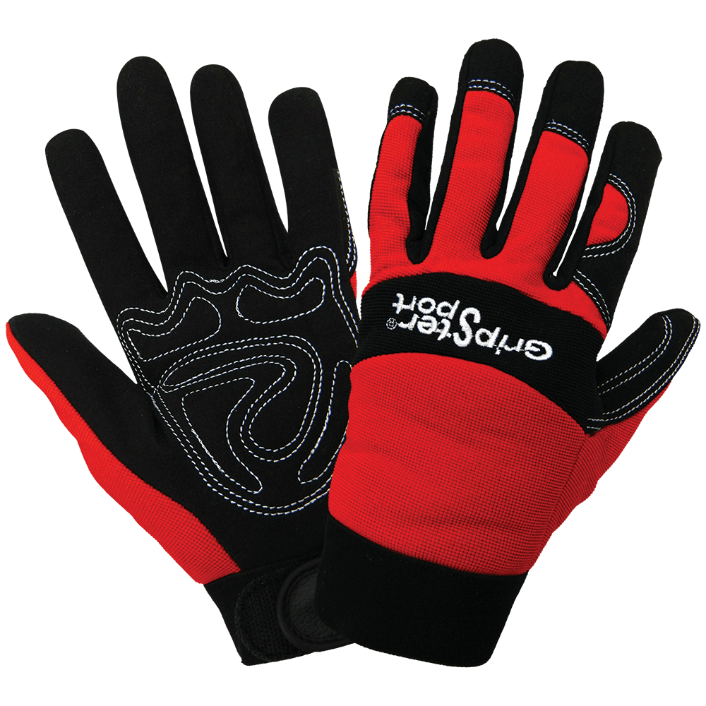 Global Glove & Safety SG9000 Gripster® Sport Synthetic Leather Palm Performance Mechanics Style Gloves, Spandex Back