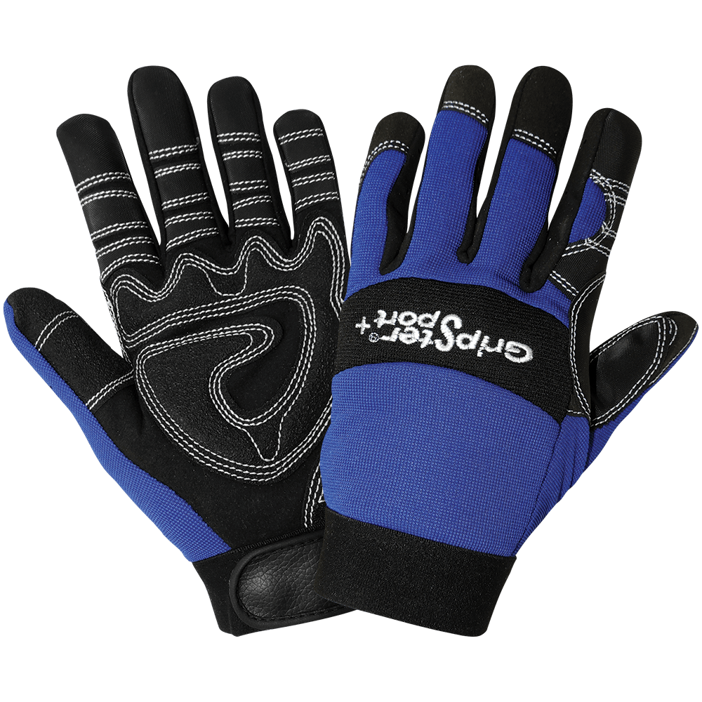 Global Glove & Safety SG9001 Gripster® Sport+ Synthetic Leather Palm Performance Mechanics Style Gloves, Spandex Back