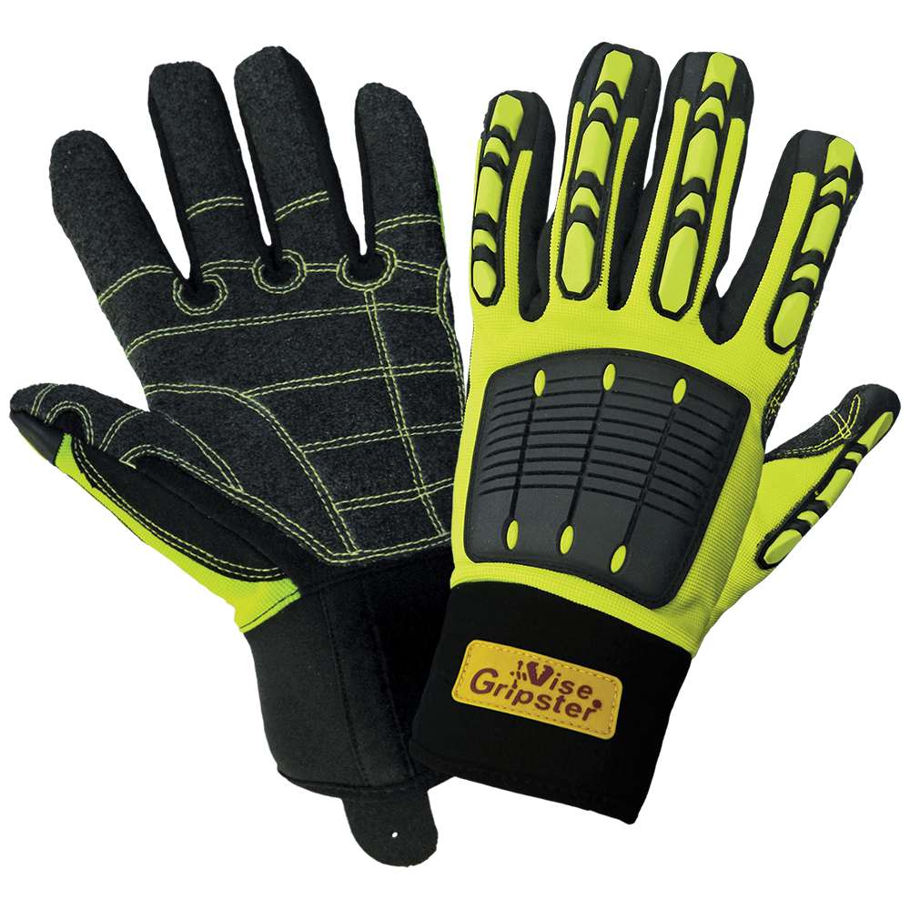 Global Glove & Safety SG9966 Vise Gripster® High Visibility Reinforced Abrasion Resistant Gloves, TPU Impact Protection, Cut A3