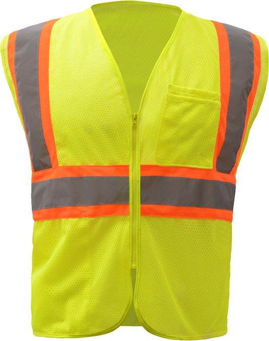 GSS Standard Two Tone Mesh Zipper Safety Vest, Class 2 (each)