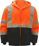 GSS Safety Zipper Front Hooded Sweatshirt, Black Bottom, Class 3