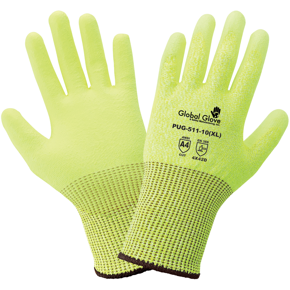 Smooth Polyurethane-Coated Black Seamless HPPE Cut Resistant Gloves