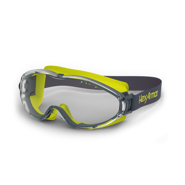 HexArmor LT300 Goggles, TruShield 2SF, Clear, Gas Resistant Neoprene Strap