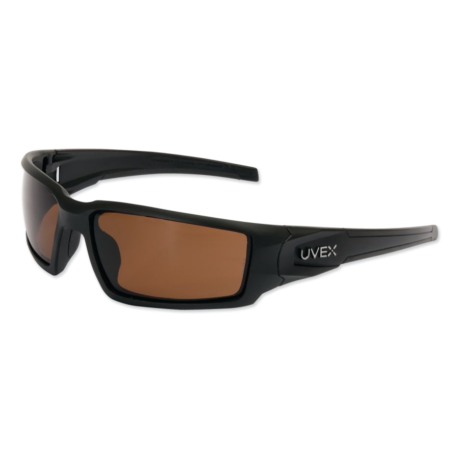 Uvex Hypershock Safety Glasses Black Frame Espresso Polarized Lens S2949