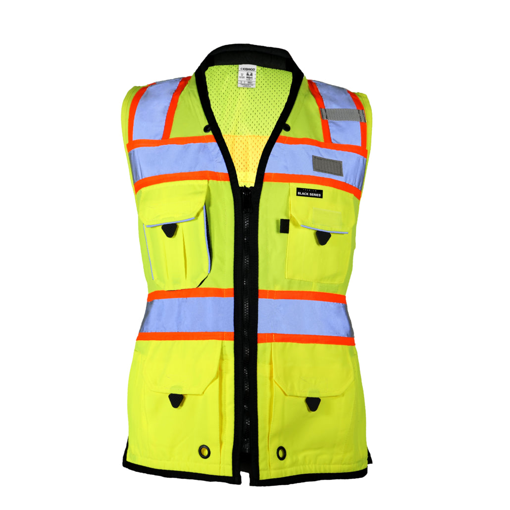 Kishigo Black Series Womens Heavy Duty Surveyors Vest, Type R Class 2