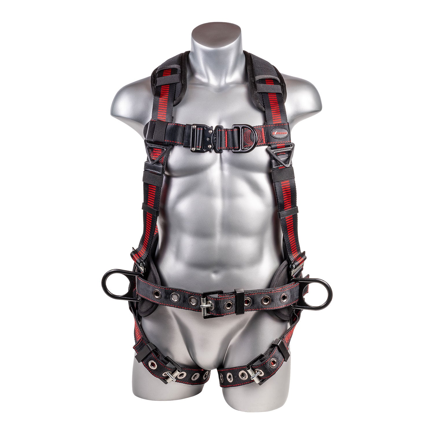 KStrong Kapture™ Epic 5-Point Full Body Harness, Enhanced Dorsal D-ring Plus™, Front D-ring, 2 Side D-rings, Waist Pad w/ Removable Tool Belt, Back/ Shoulder Pad, QC Chest and TB Legs (each)
