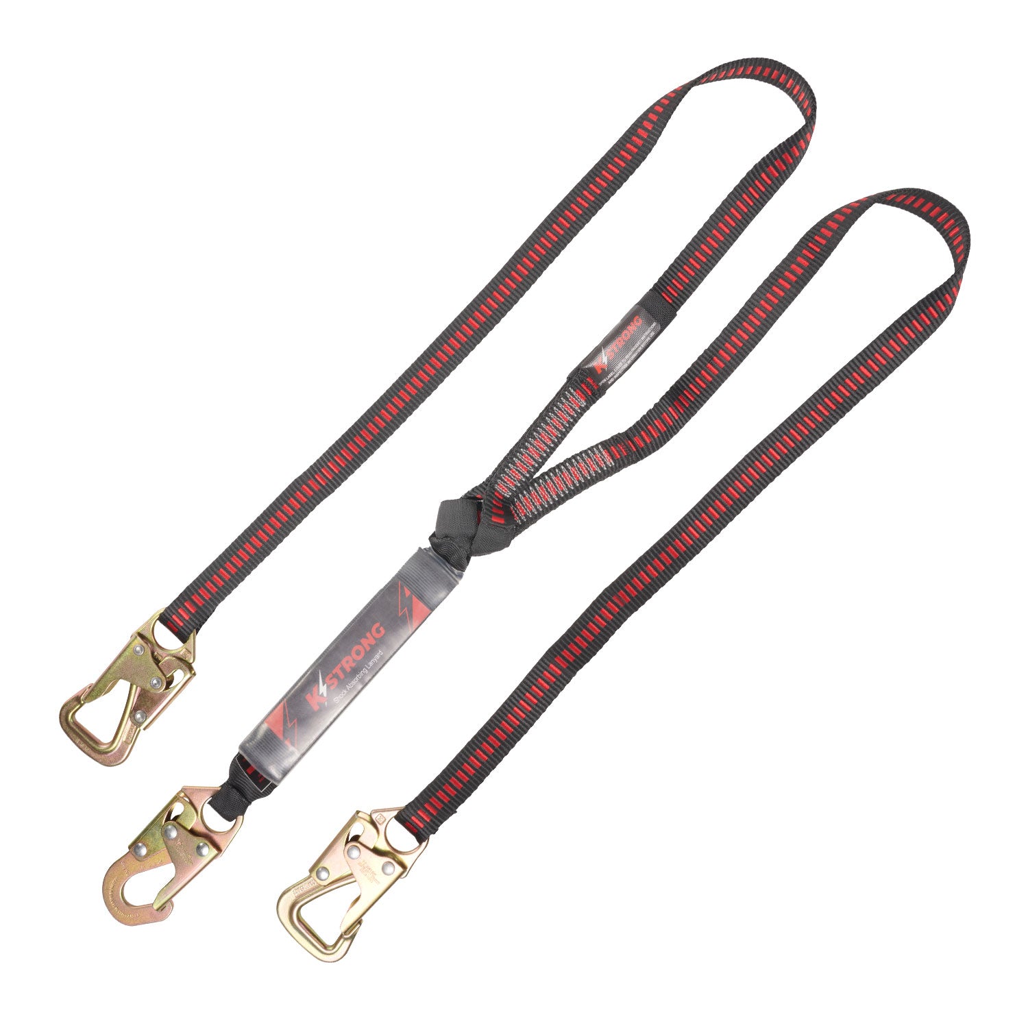 KStrong 6 ft. Twin leg 100% tie-off Tie-Back design shock absorbing lanyard with snap hook and tie-back hooks (each)