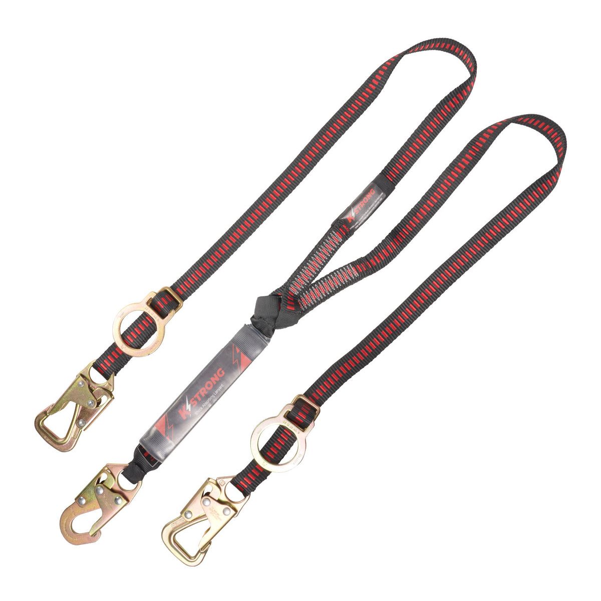 KStrong 6 ft. Twin leg 100% tie-off Tie-Back design shock absorbing lanyard with snap hook and tie-back hooks (each)