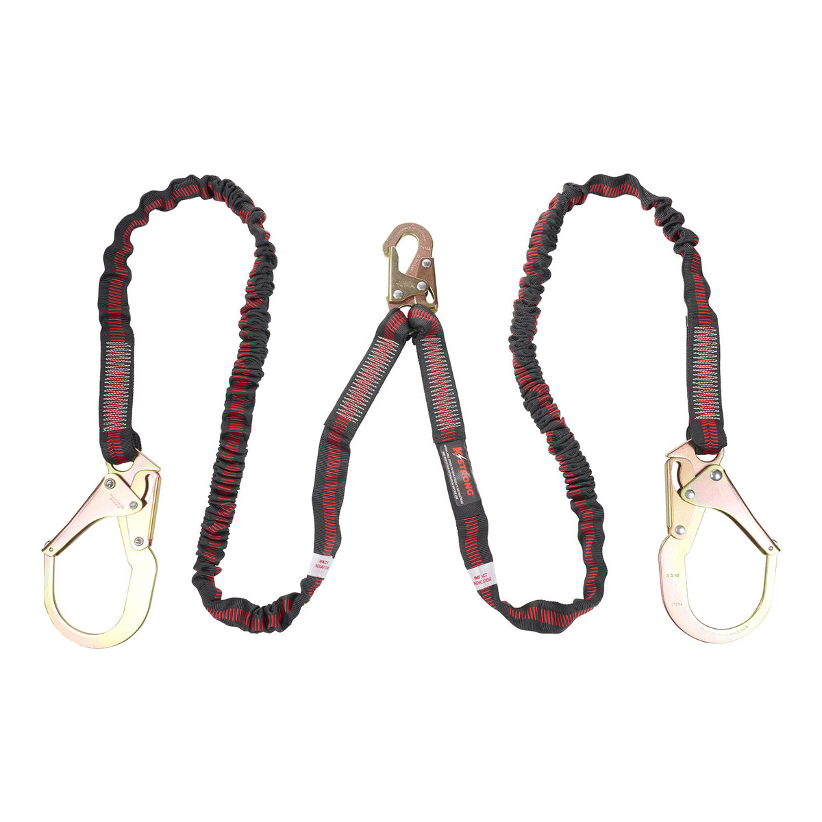 KStrong UFL204131 6 ft Twin leg 100% Tie-Off, Internal Shock Absorbing Lanyard, Snap Hook and Rebar Hooks