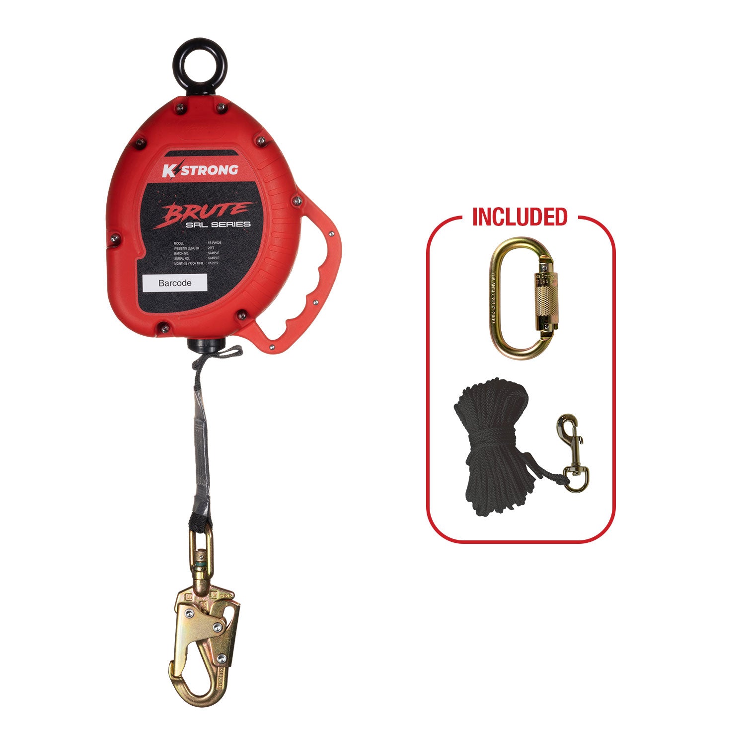 KStrong BRUTE™ 25 ft. Web SRL with snap hook, Includes installation carabiner and tagline (each)