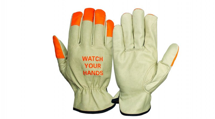 Pyramex GL2003K Cowhide Leather Driver Gloves, Hi-Vis