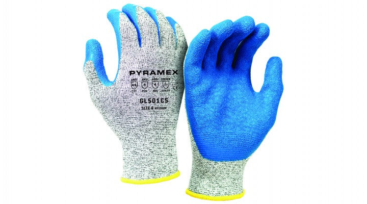 Pyramex GL501C5 Crinkle Latex Gloves, Cut A4