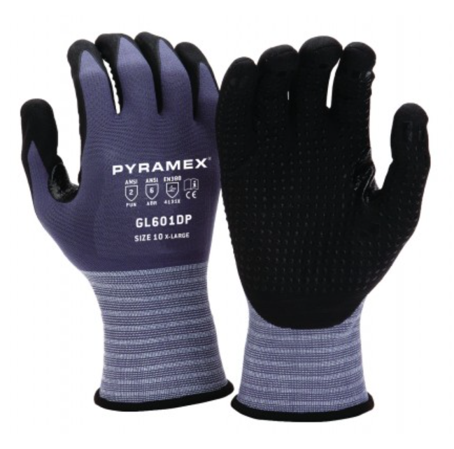 Pyramex GL601DP Micro-Foam Nitrile Gloves with Dotted Palms