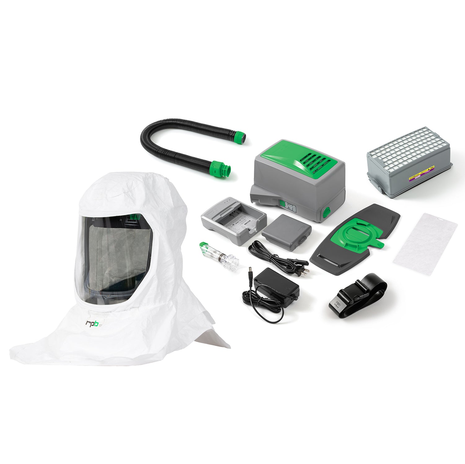 RPB Safety T-Link Respirator, T-Link Bump Cap Assembly, Tychem 2000 Hood, Standard Tube, PX5 and Gas Door, OV/AG/HE Cartridge (each)