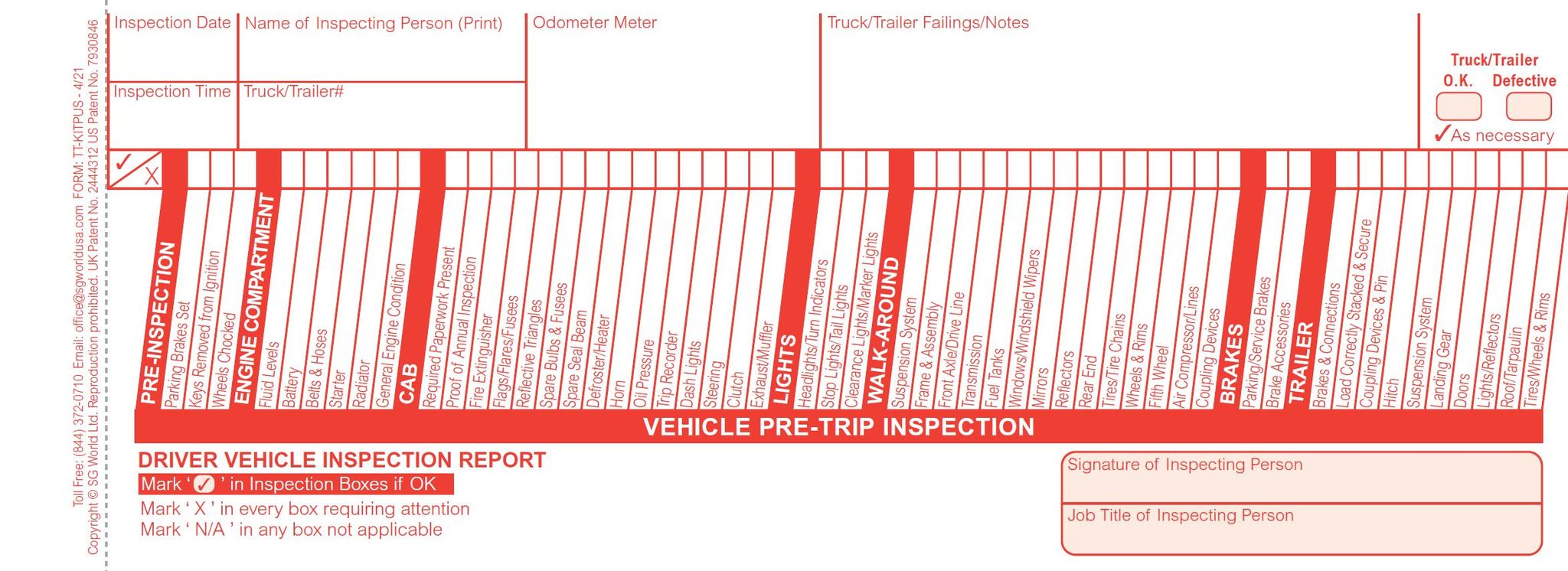 Trailer Precheck Trailer pre trip inspection checklist 60 photos - Morilly.com